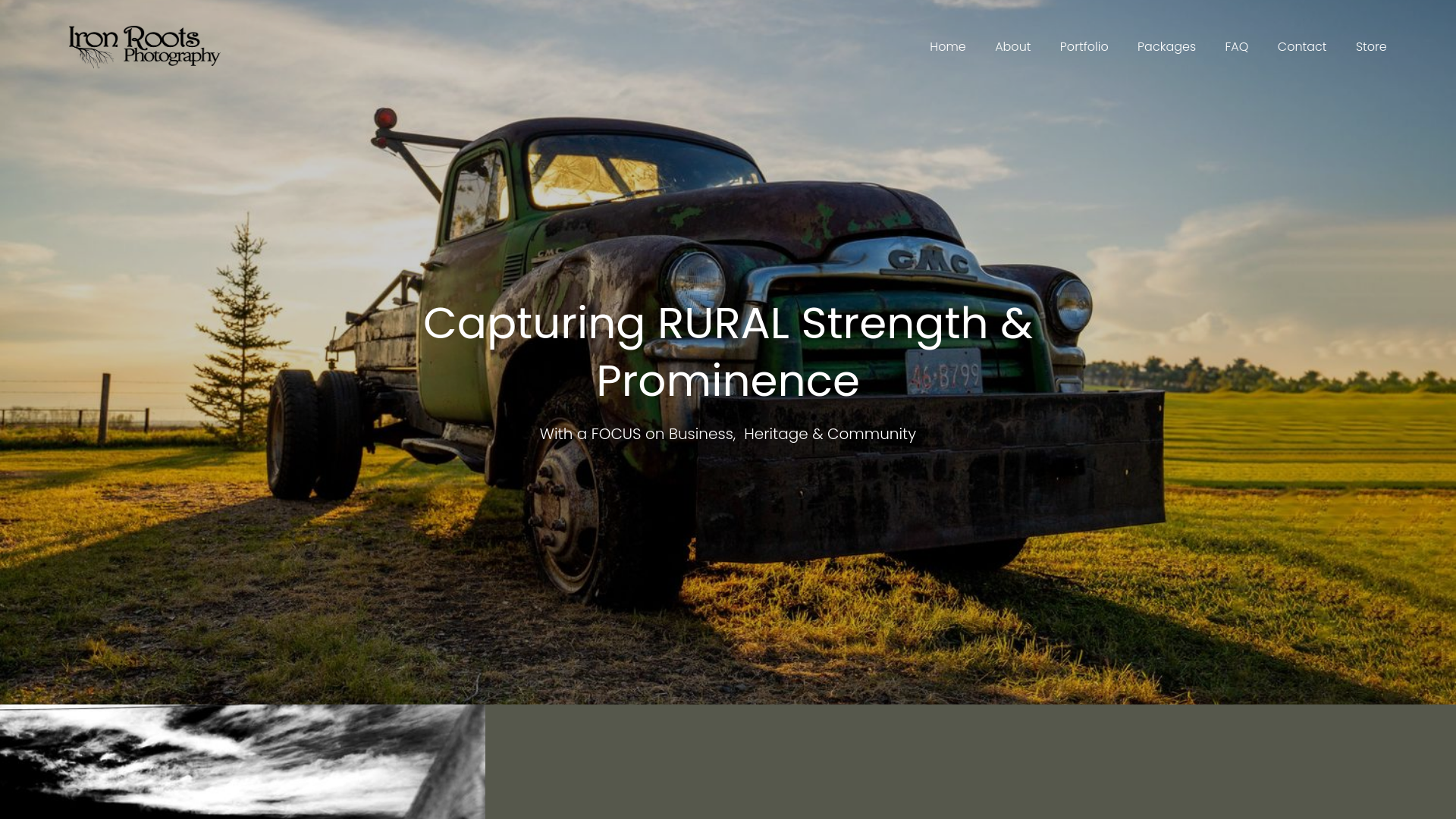 website screenshot of https://ironrootsphotography.ca