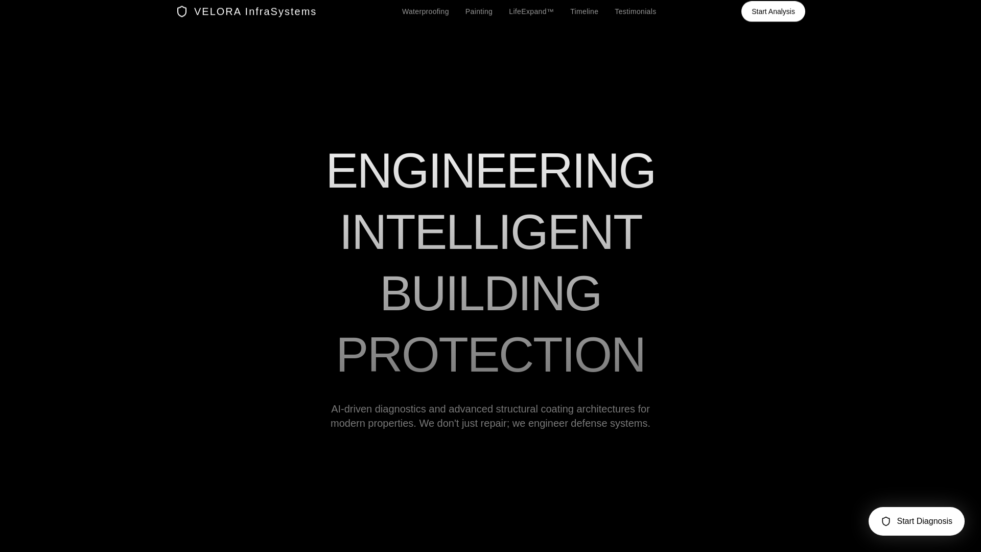 website screenshot of https://velorainfrasystems.in/