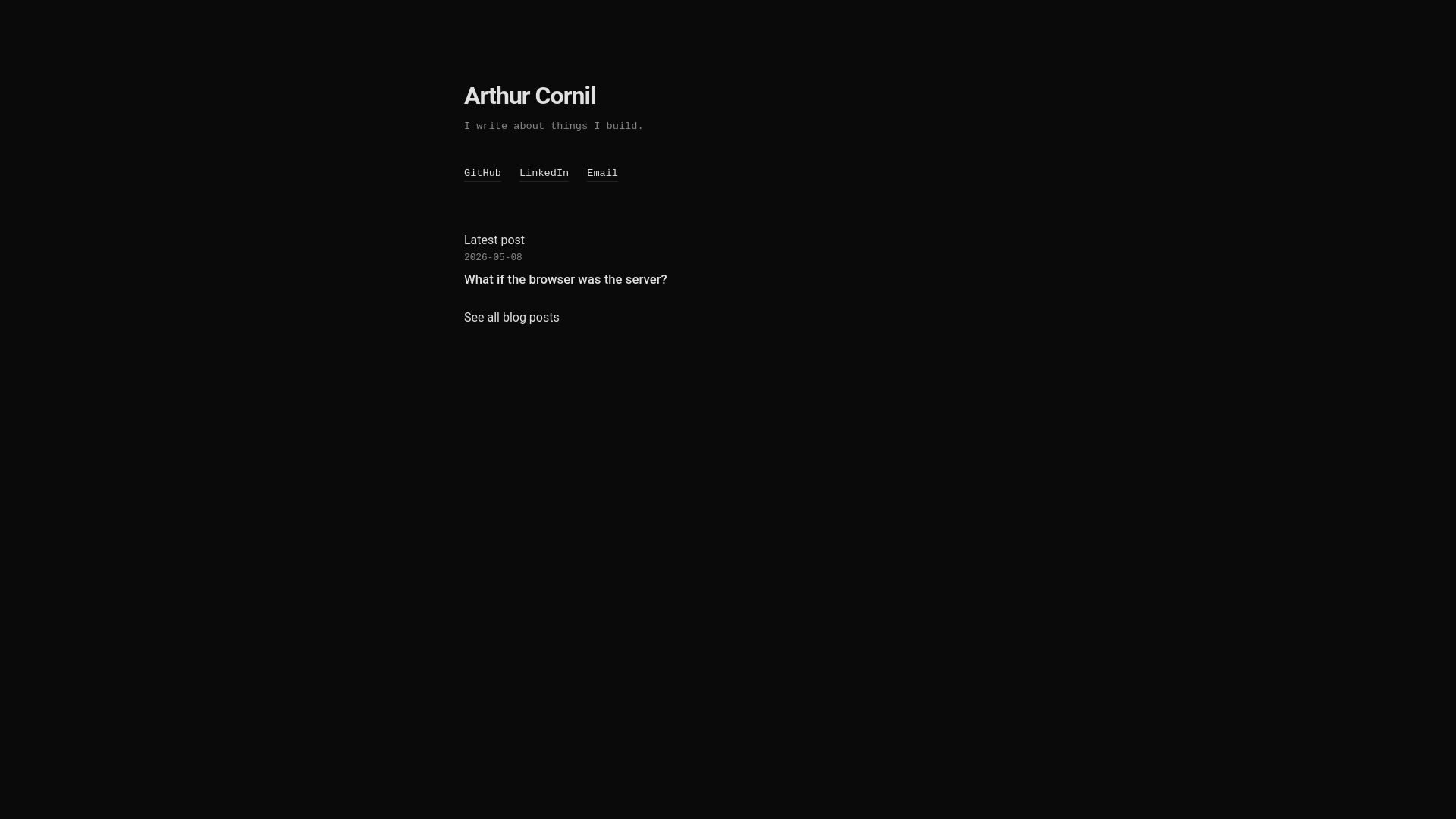 website screenshot of https://arthurcornil.com/