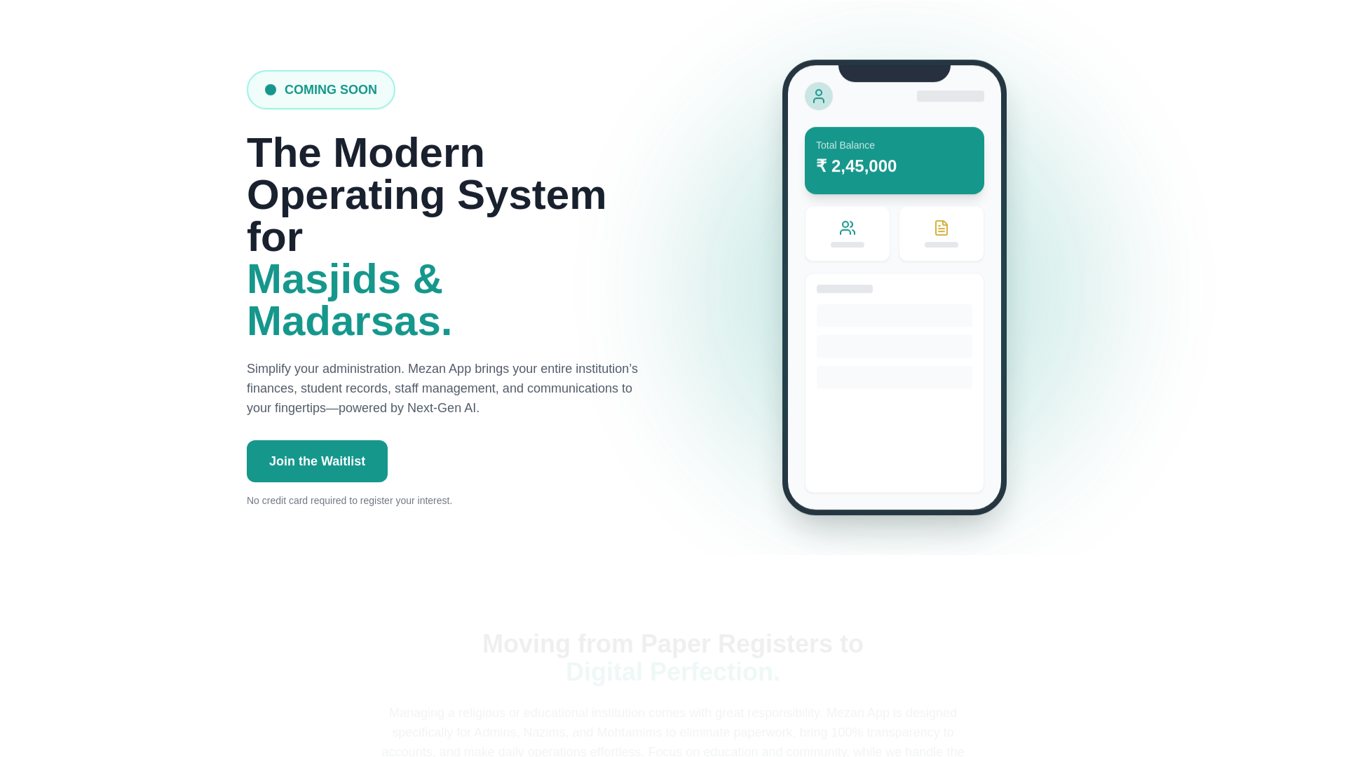 website screenshot of https://mezanapp.in/