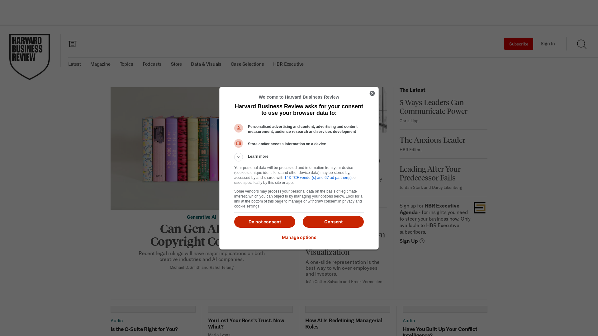 website screenshot of https://hbr.org/