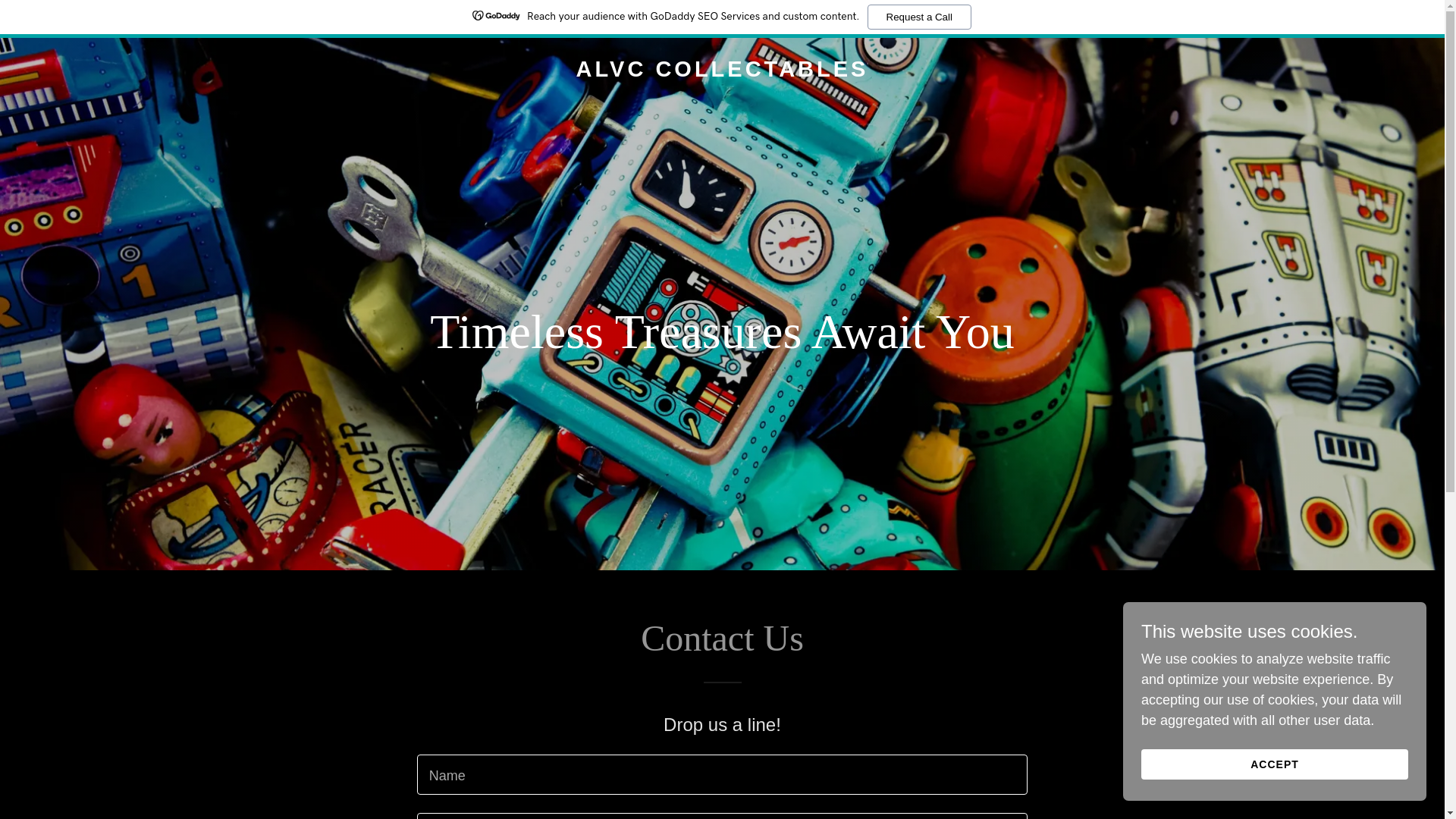 website screenshot of https://alvccollectables.com/