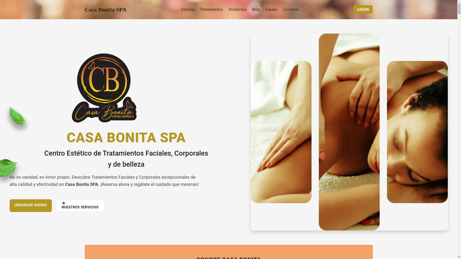 website screenshot of https://casabonitaspa.com