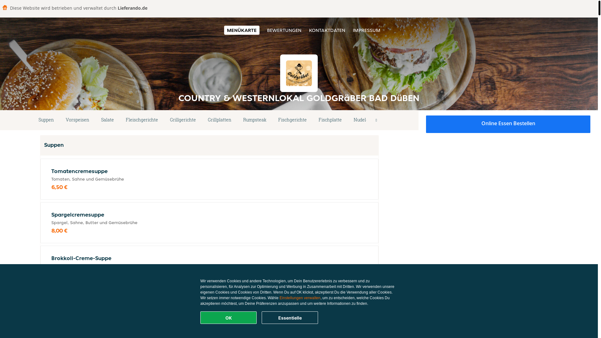 website screenshot of https://countrywesternlokalgoldgraber-badduben.de/