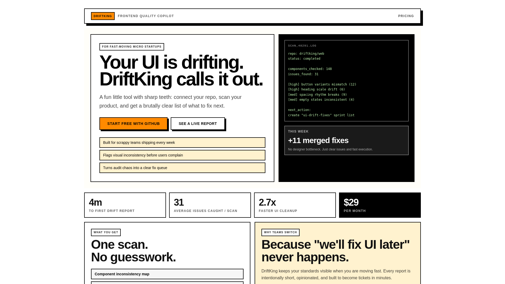 website screenshot of https://driftking.dev/