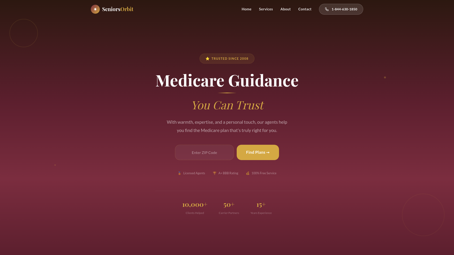 website screenshot of https://seniorsorbit.com