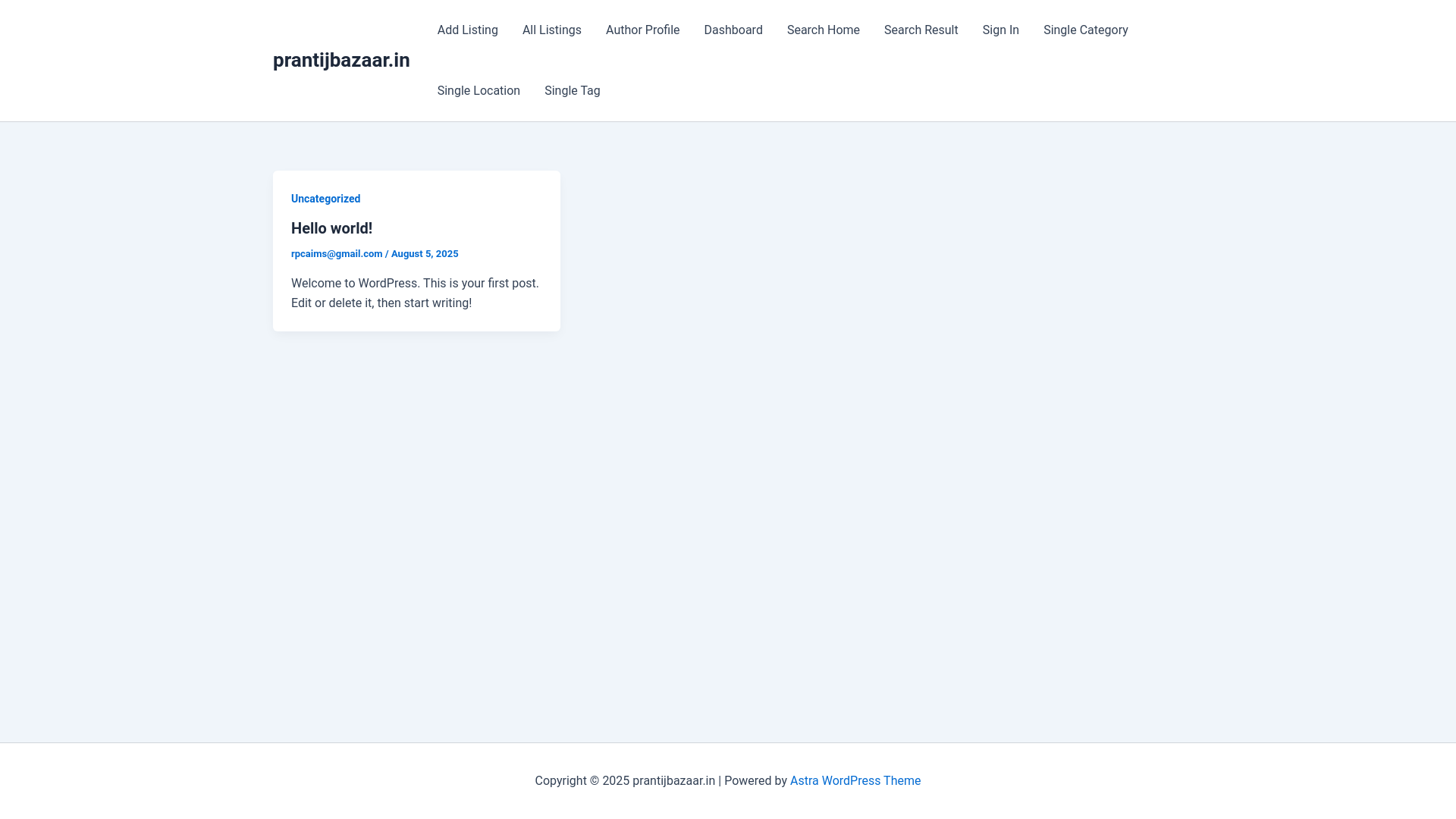 website screenshot of https://prantijbazaar.in/