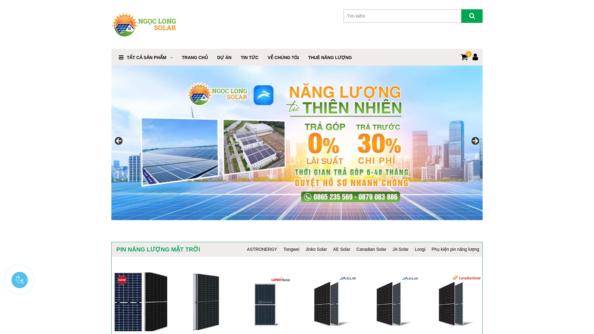 website screenshot of https://ngoclongsolar.com.vn/