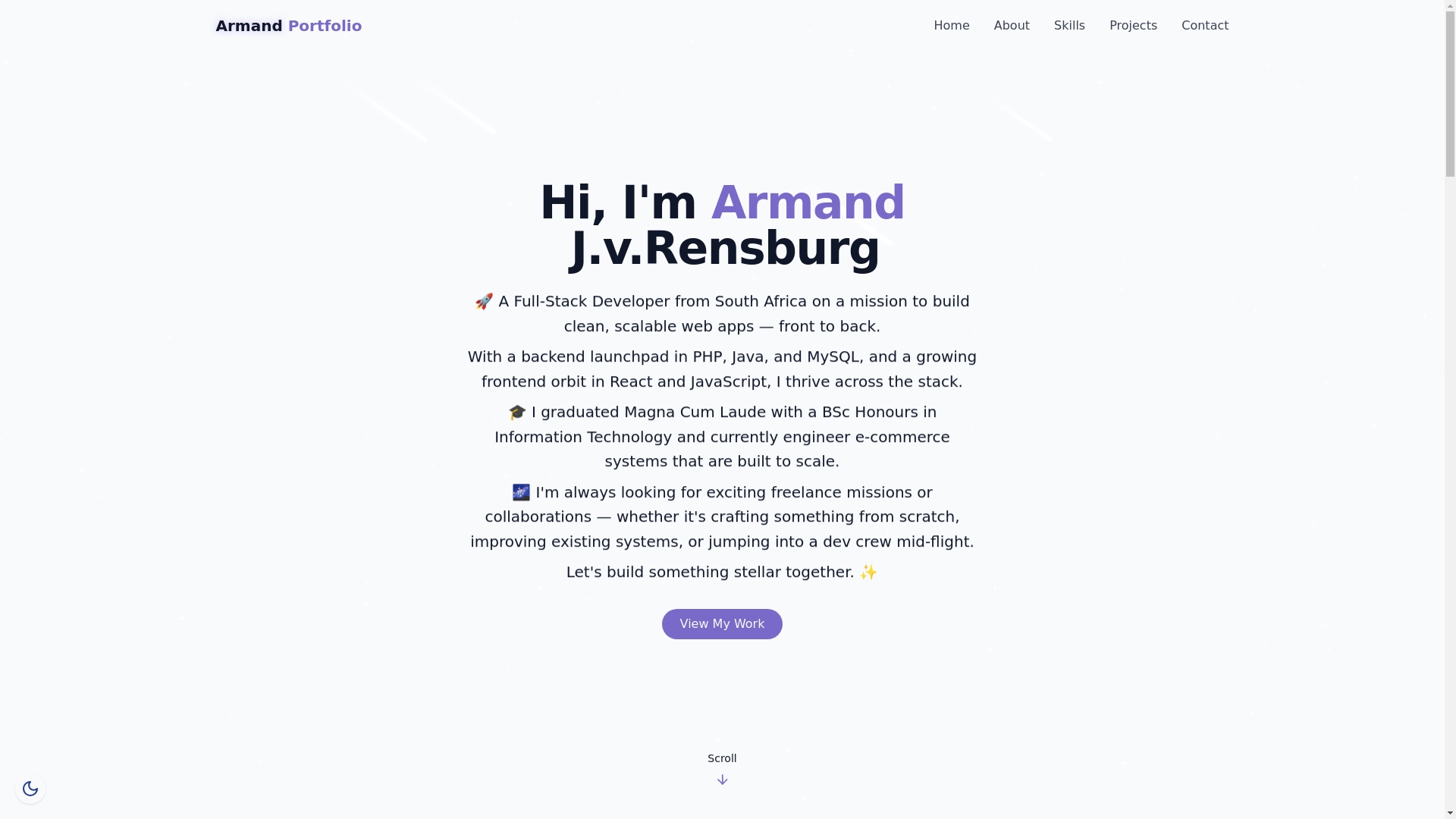 website screenshot of https://armandjvr.dev/