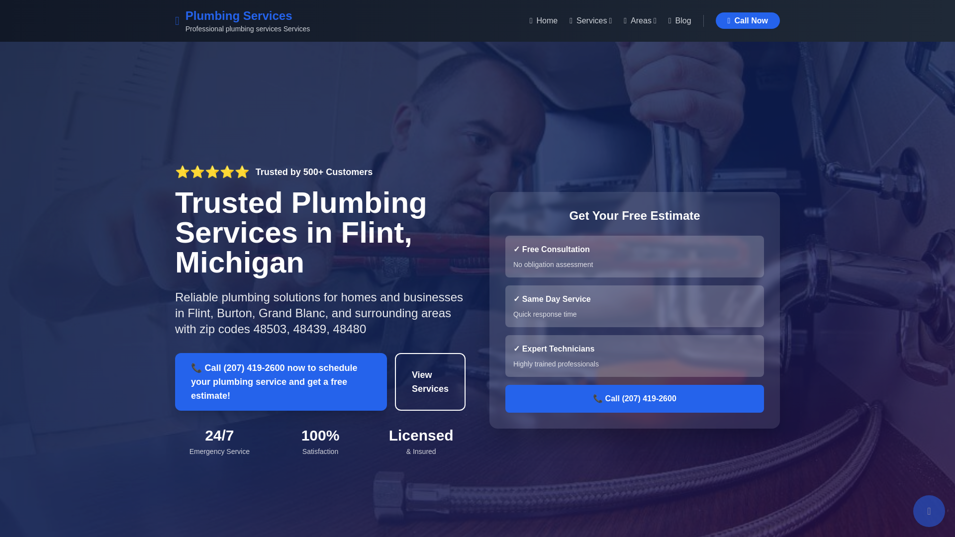 website screenshot of https://plumbingflint.pages.dev/