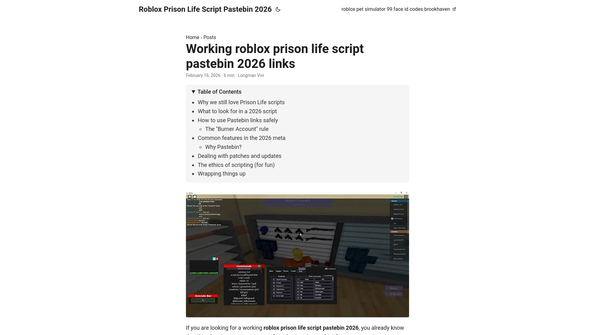 website screenshot of https://roblox-prison-life-script-pastebin-2026.pages.dev/