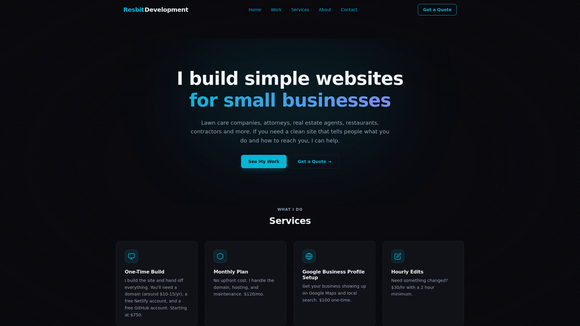 website screenshot of https://resbitdev.com
