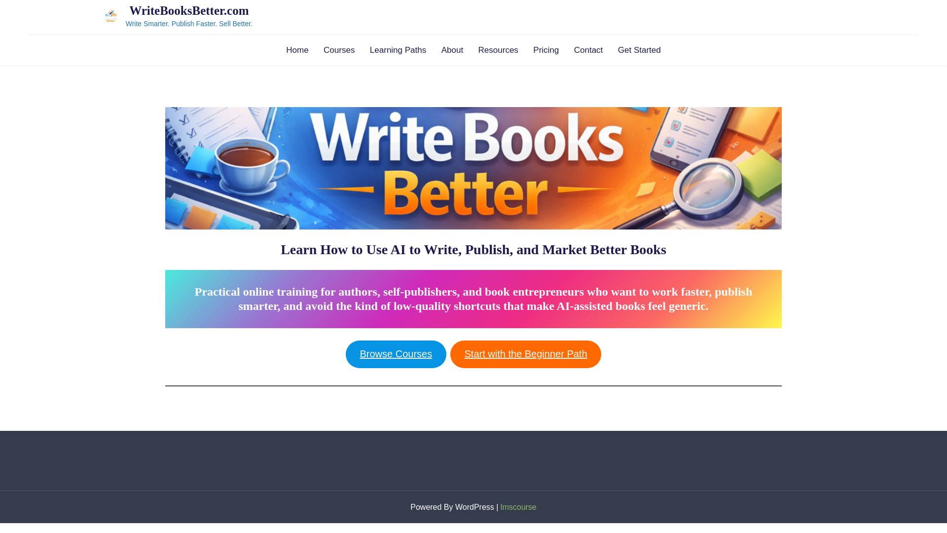 website screenshot of https://writebooksbetter.com/