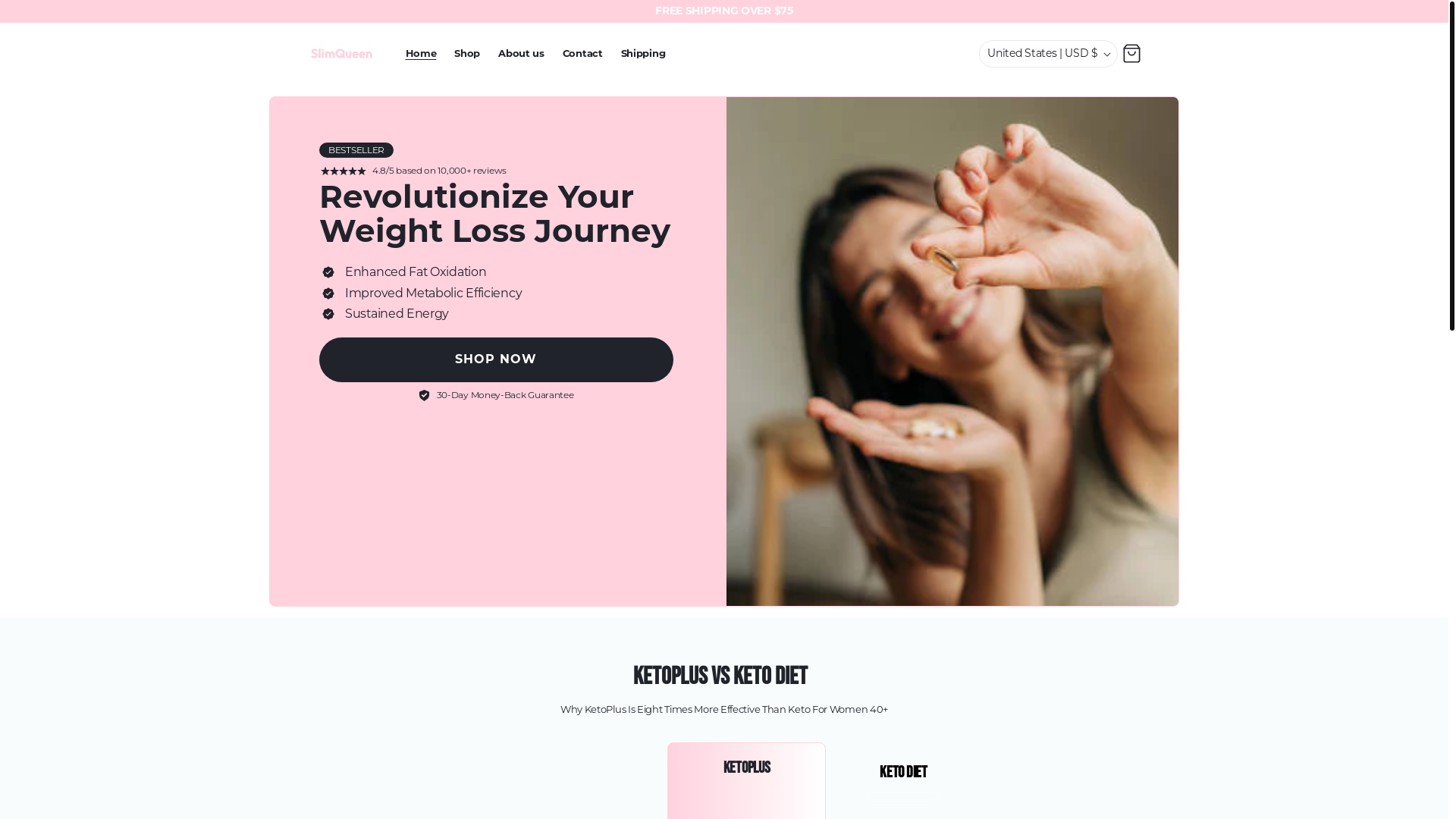 website screenshot of https://weareslimqueen.com/