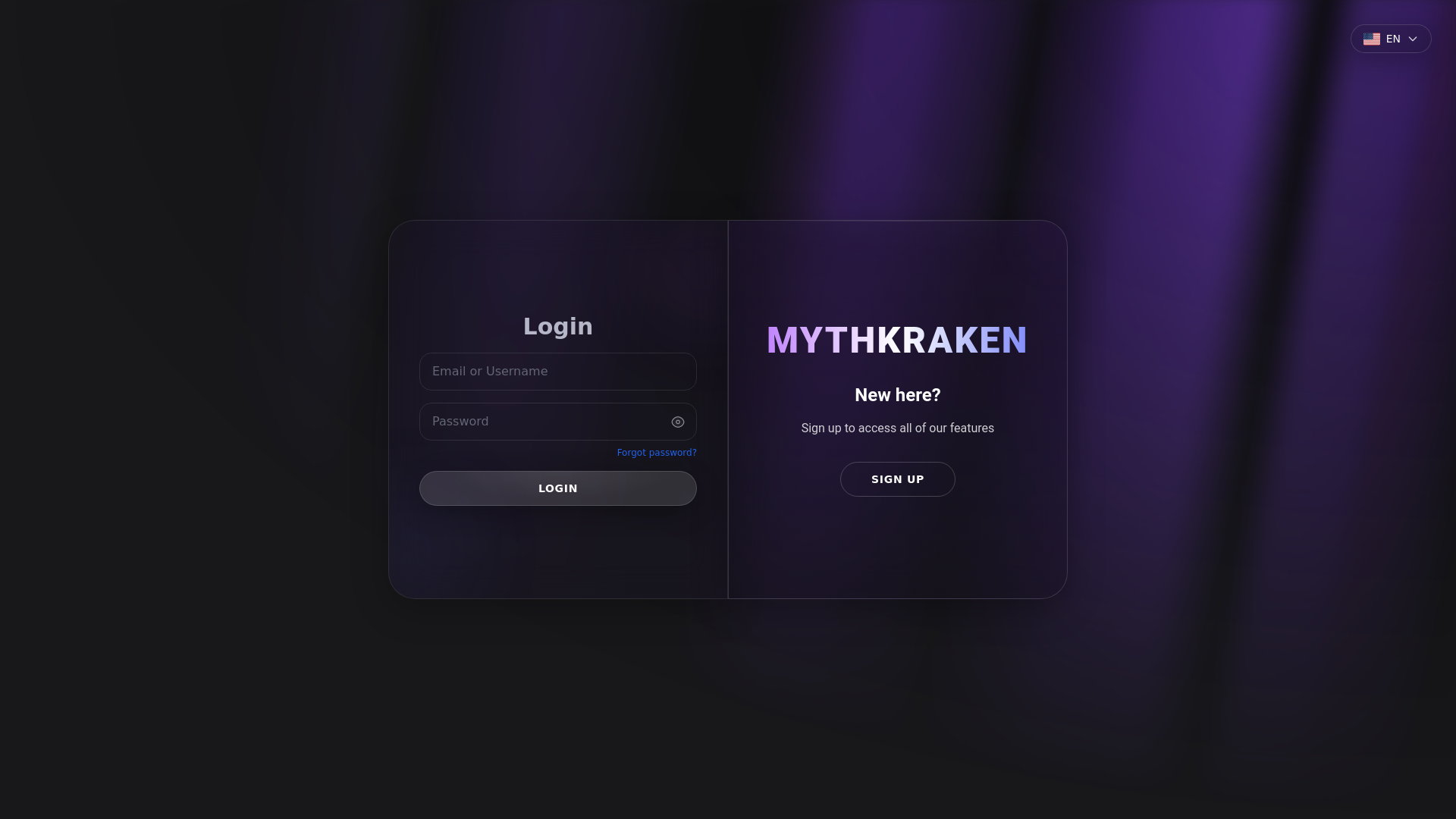 website screenshot of https://mythkraken.com/