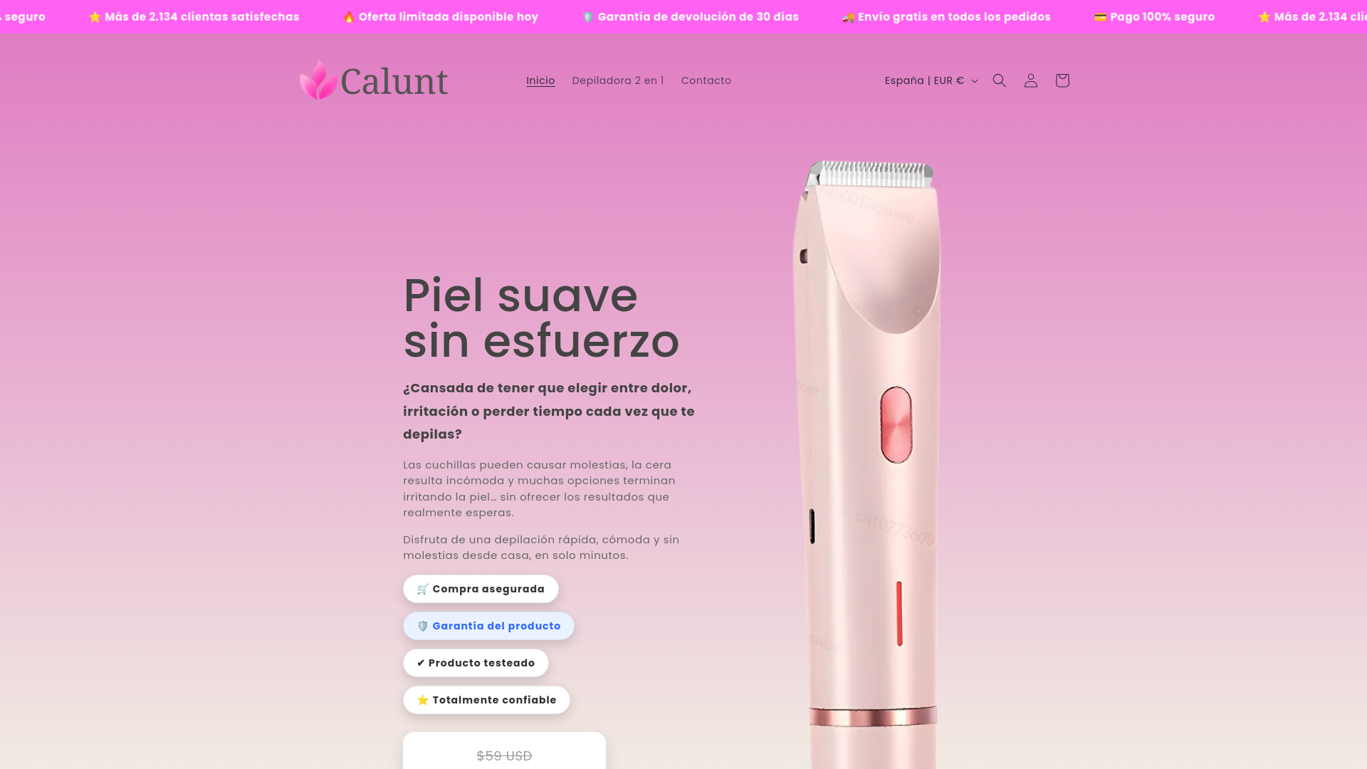 website screenshot of https://calunt.com/