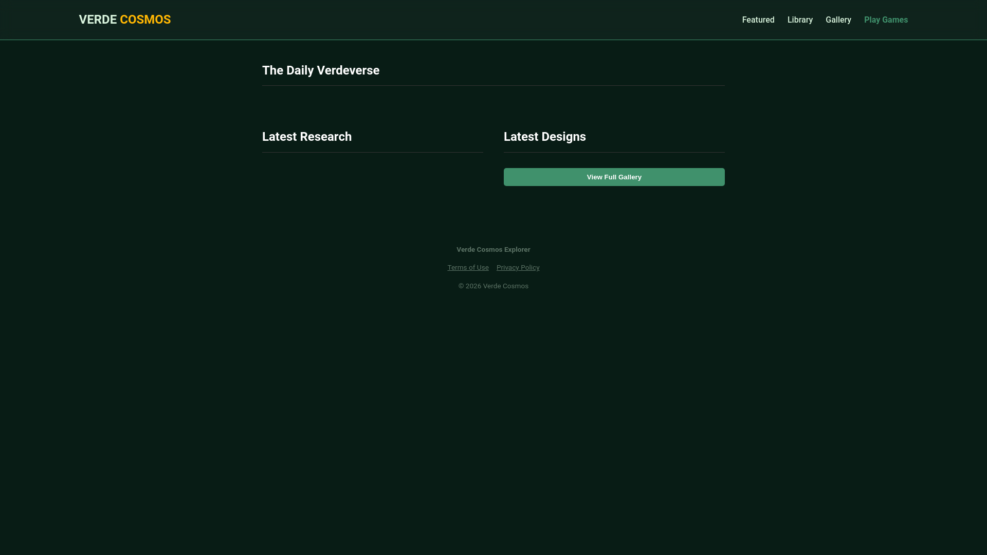 website screenshot of https://verde-cosmos-explorer.pages.dev/