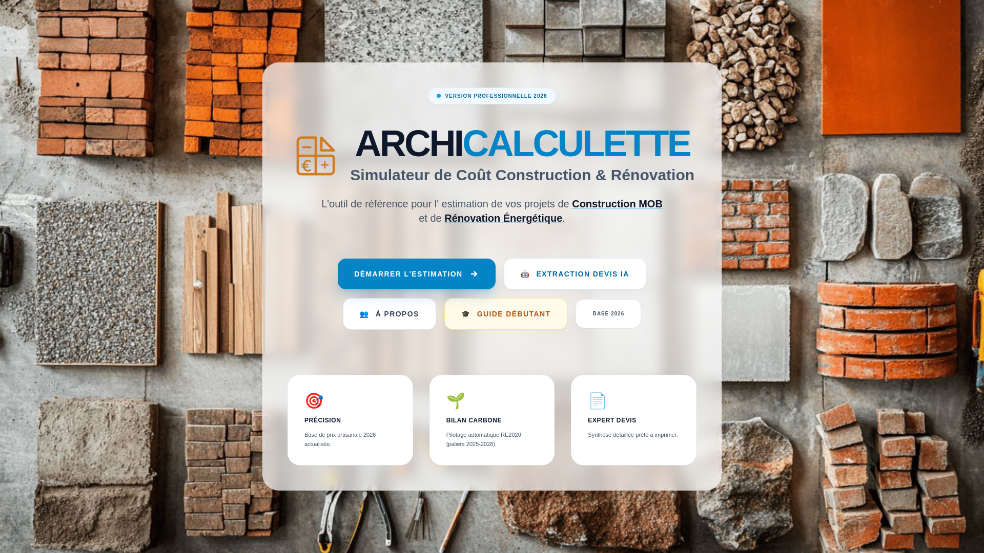 website screenshot of https://archicalculette-v2.pages.dev/