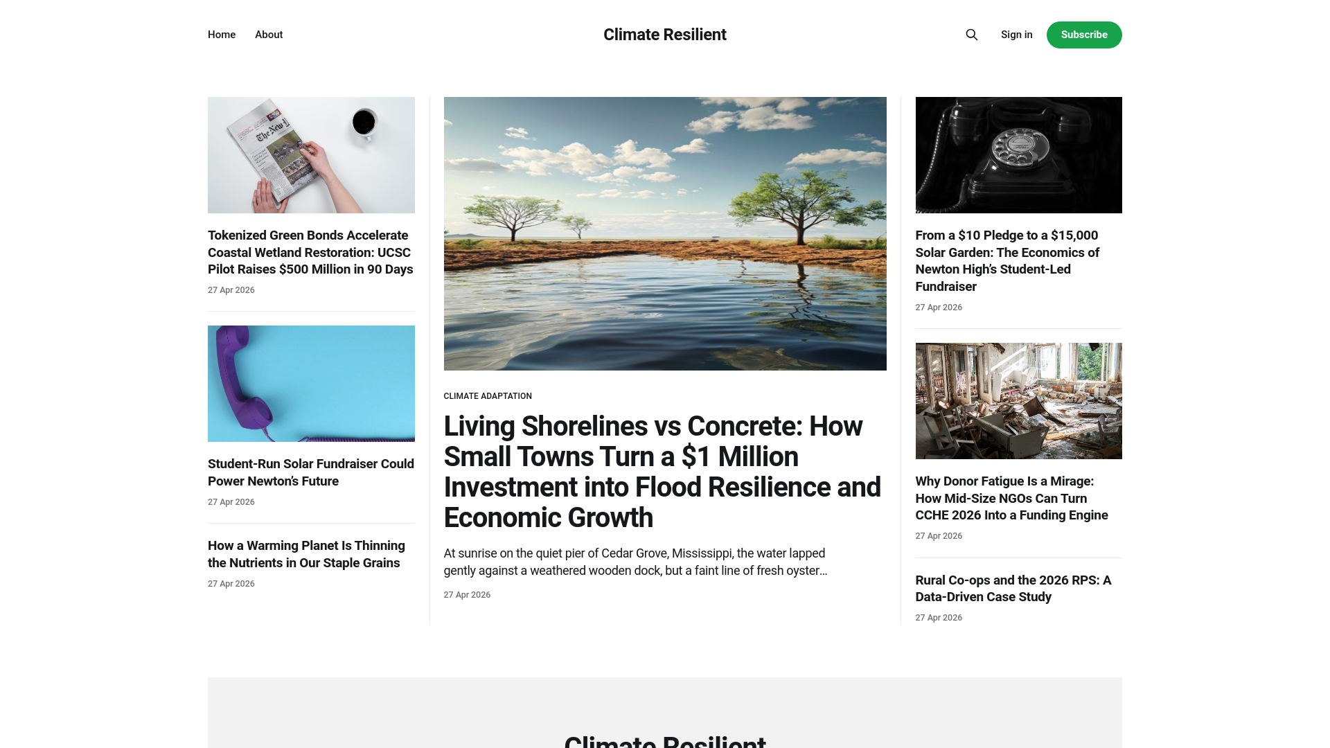website screenshot of https://climateresilient.online