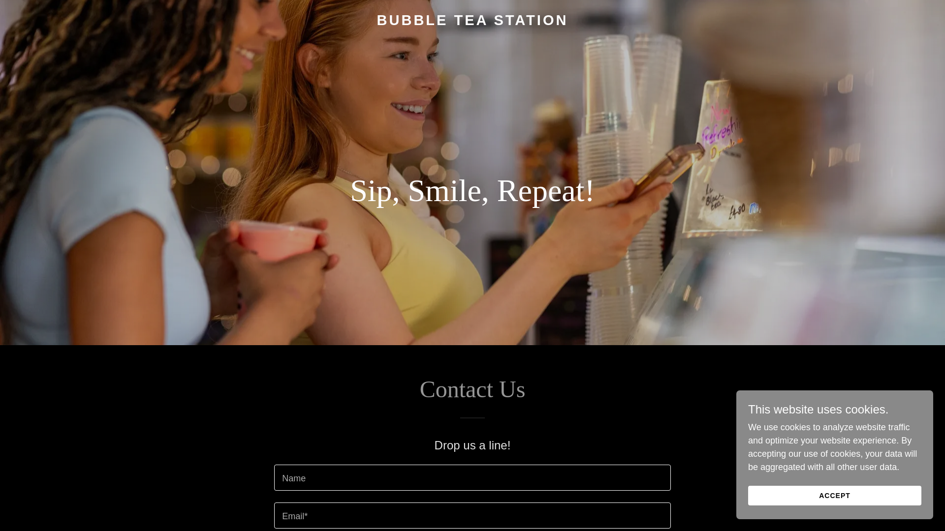 website screenshot of https://bubbleteastation.shop