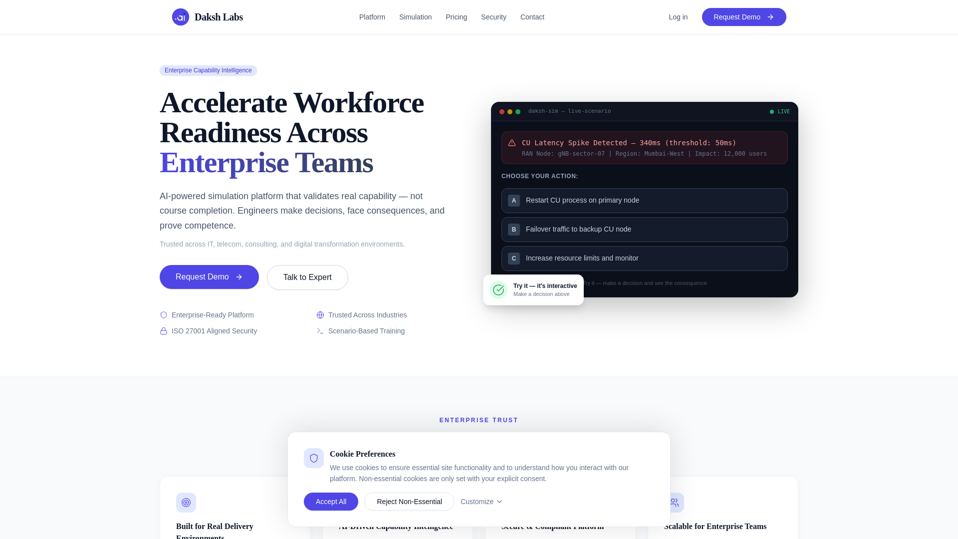 website screenshot of https://dakshlabs.app/