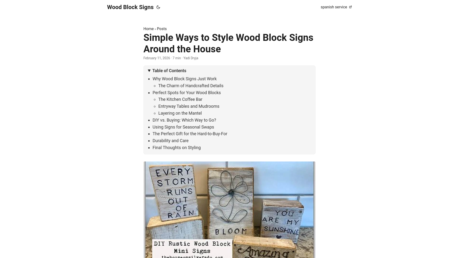 website screenshot of https://wood-block-signs.pages.dev/
