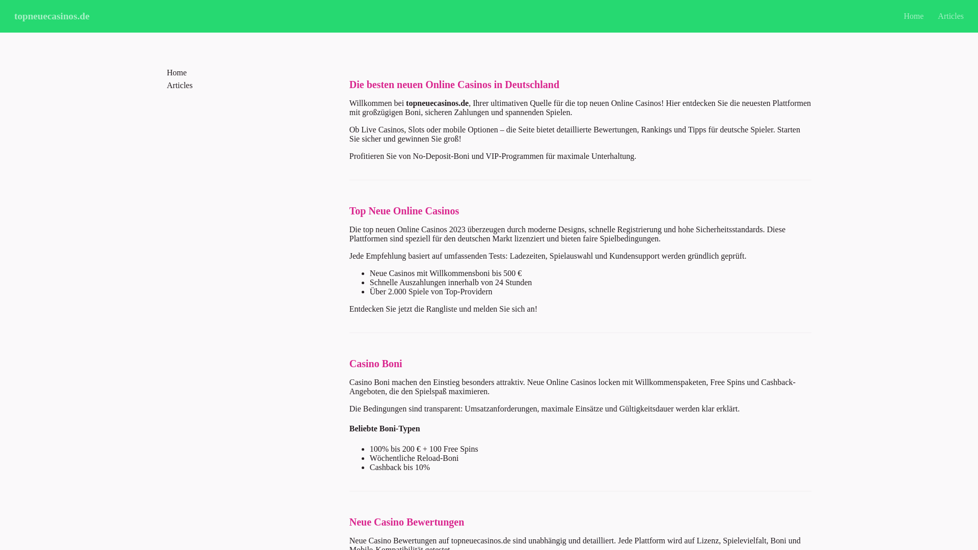 website screenshot of https://topneuecasinos.de/