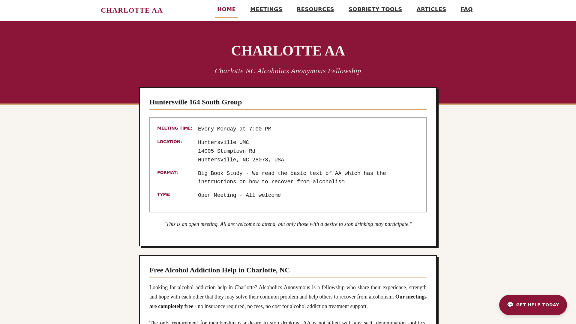 website screenshot of https://charlotte-aa-site.pages.dev/