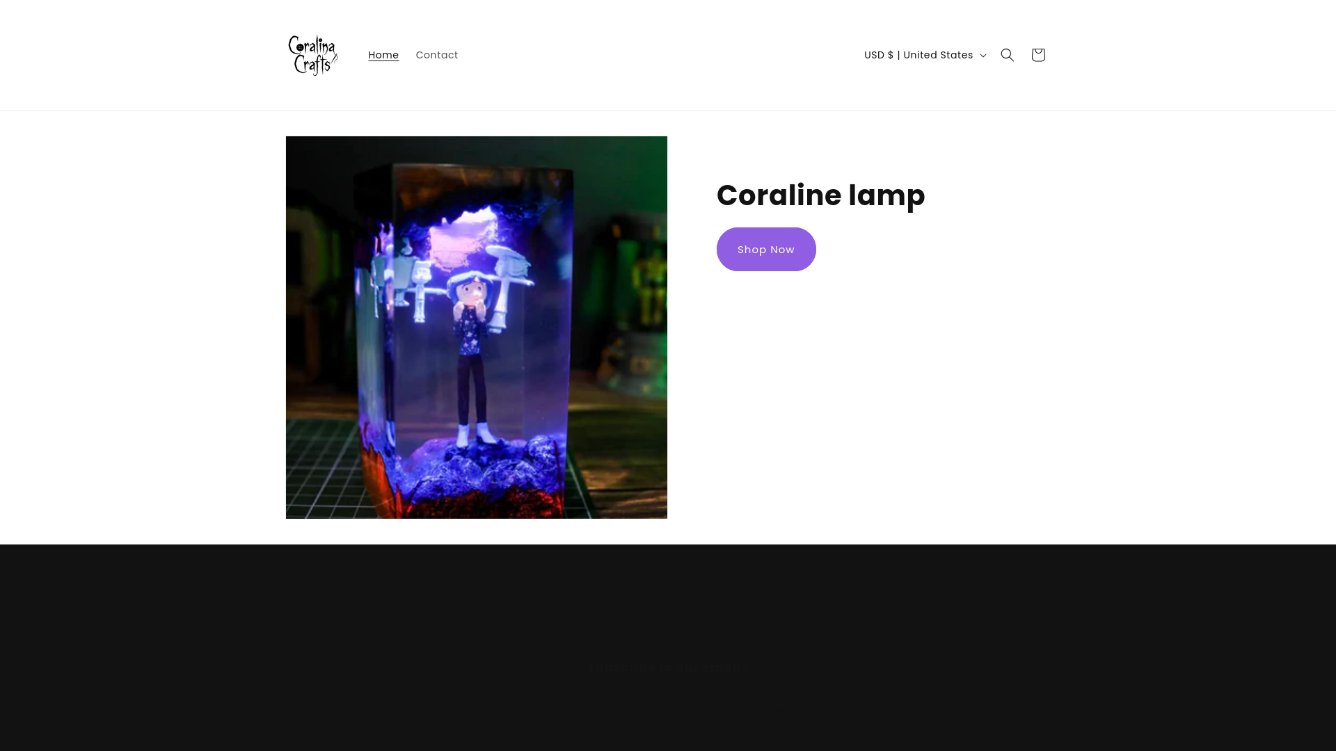 website screenshot of https://coralinacrafts.com/