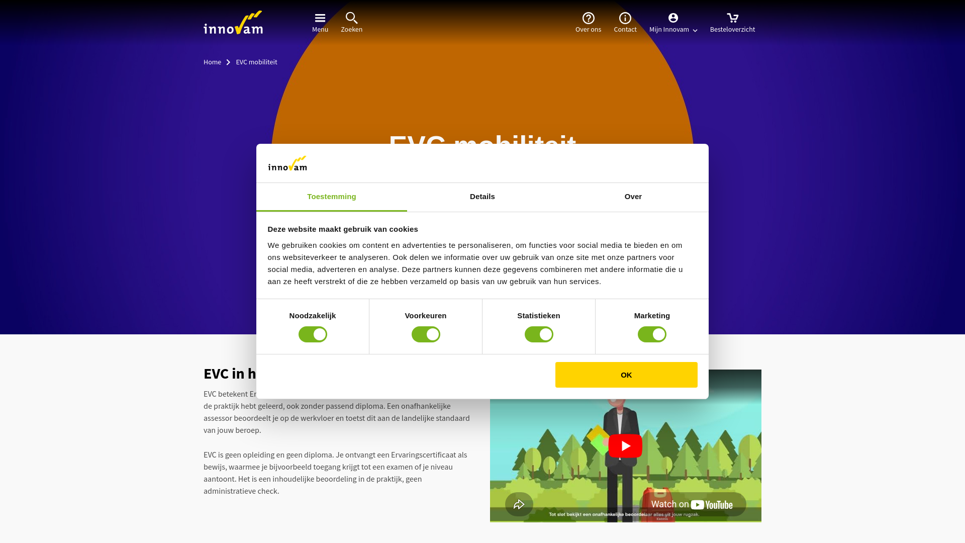 website screenshot of https://evcmobiliteit.nl
