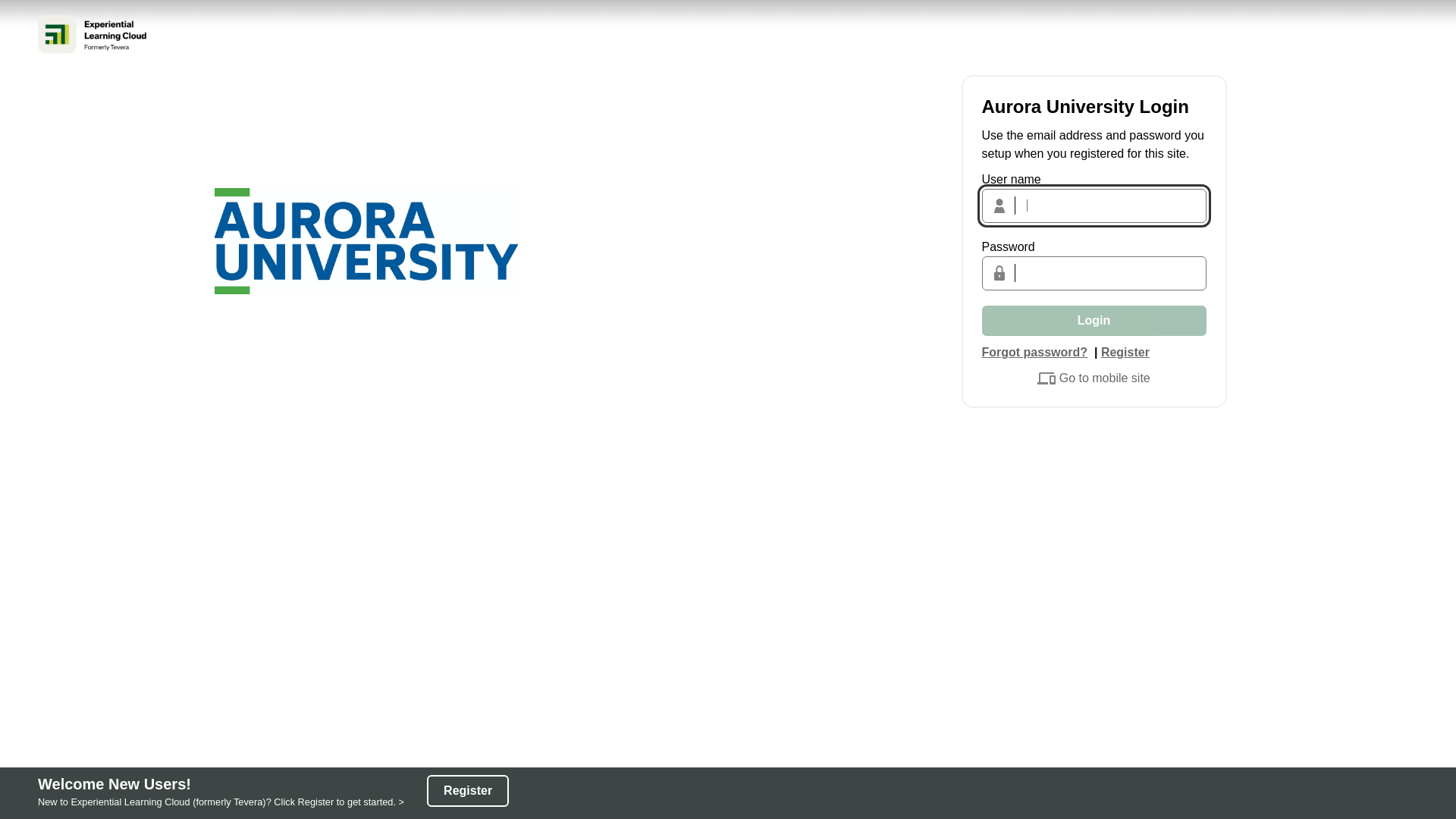 website screenshot of https://aurora.tevera.app/#/logon?token=VUQRHSfH