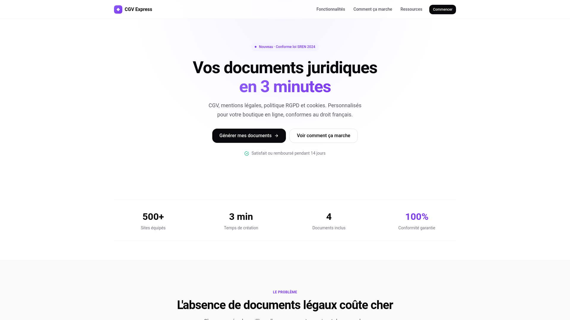 website screenshot of https://cgv-express.fr