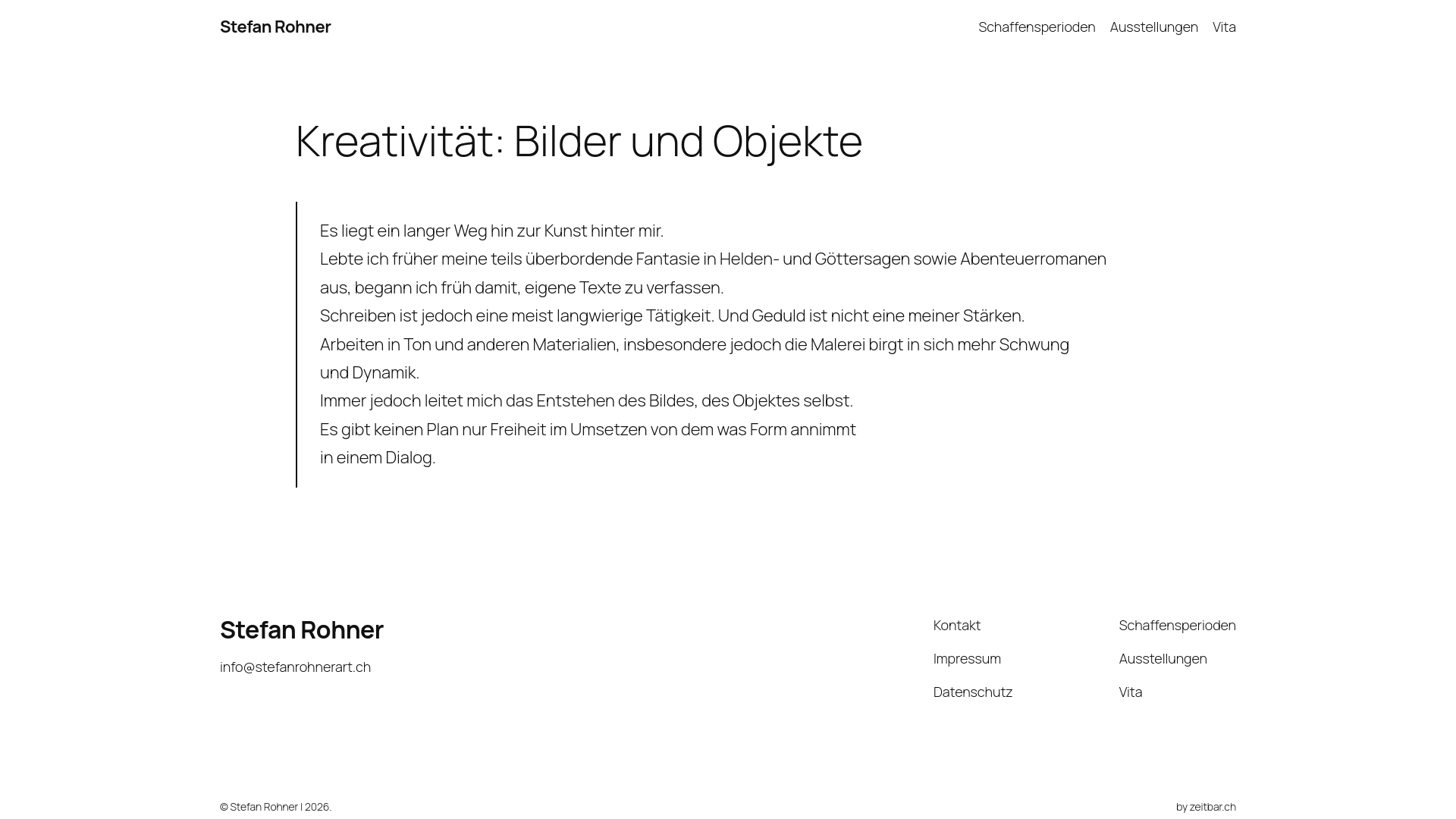 website screenshot of https://stefanrohnerart.ch