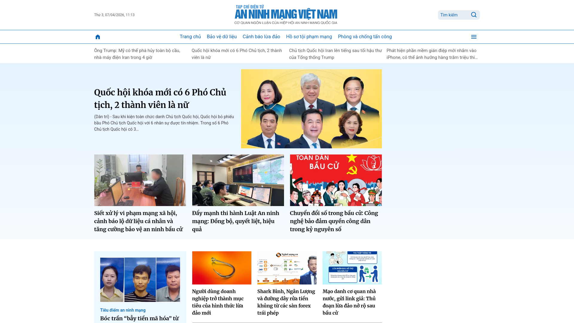 website screenshot of https://tapchianninhmang.vn/