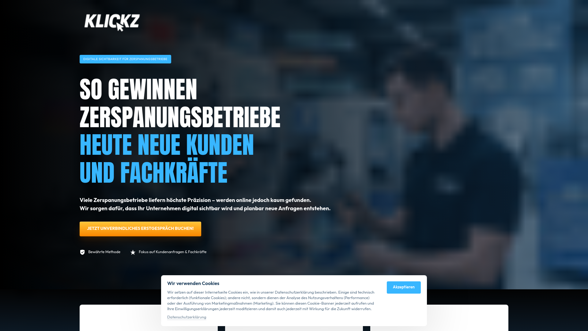 website screenshot of https://metall-klickz.de