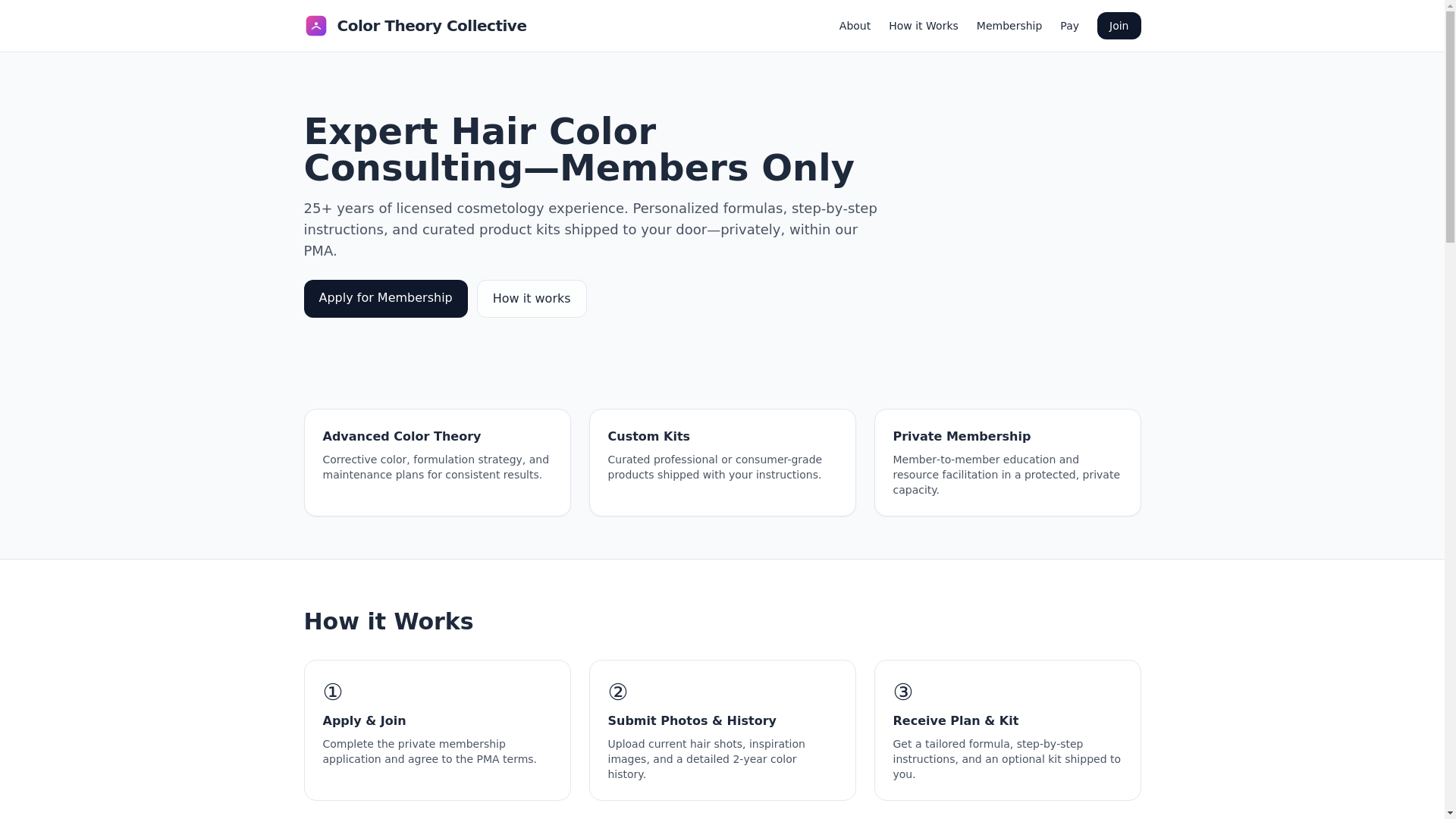 website screenshot of https://color-theory-collective.org/