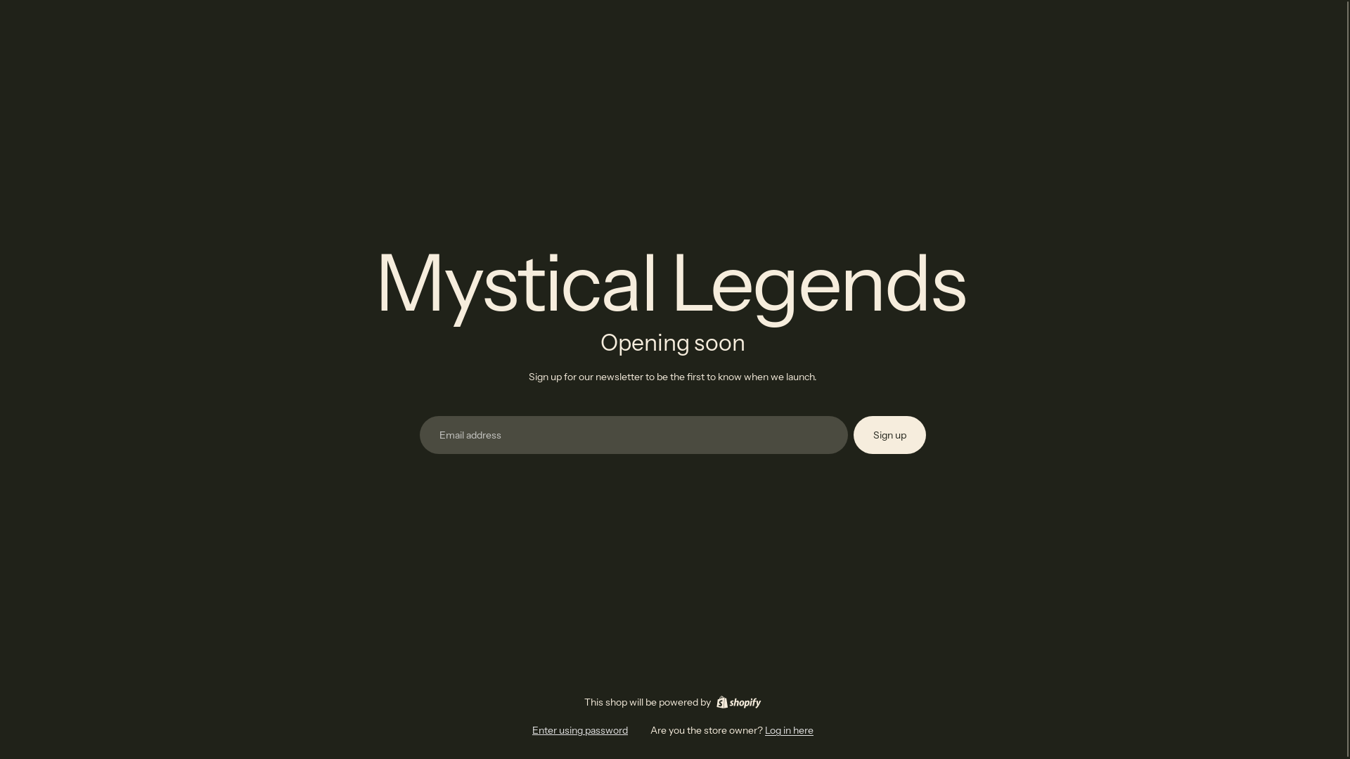 website screenshot of https://mysticallegends.store/