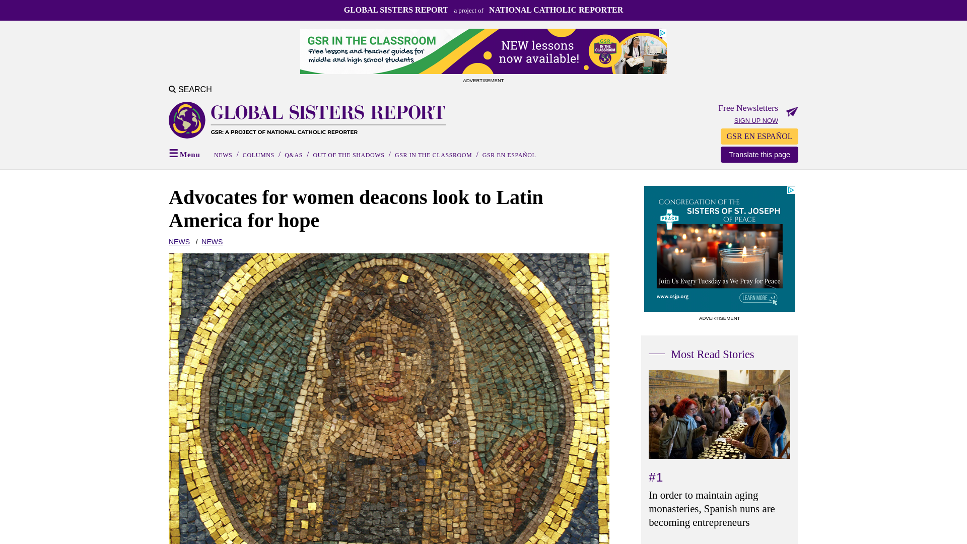 website screenshot of https://www.globalsistersreport.org/advocates-women-deacons-look-latin-america-hope