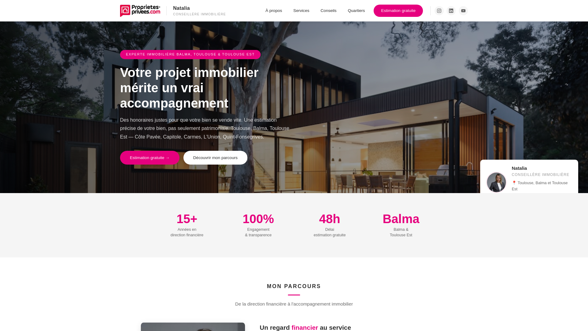 website screenshot of https://natalia-proprietes-privees.com