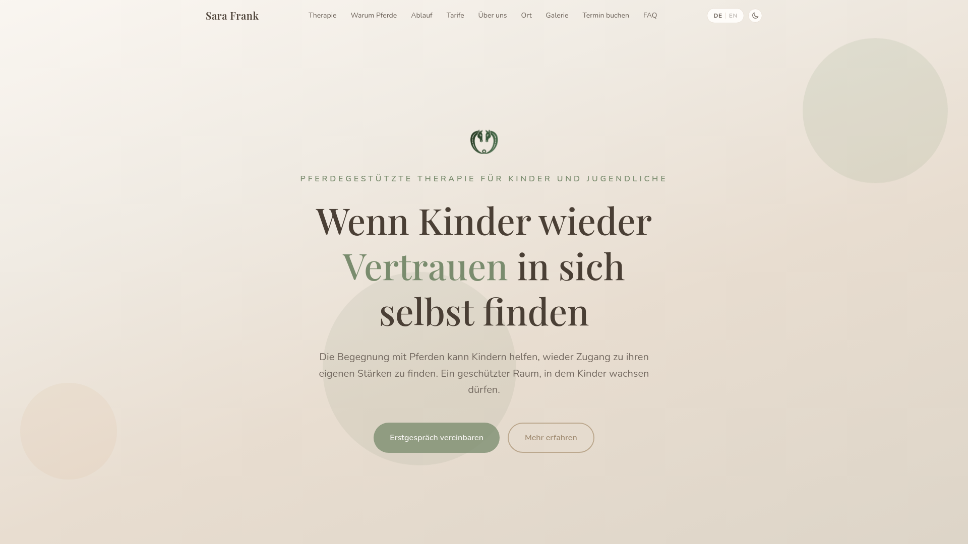 website screenshot of https://pferdetherapie-frank.ch/