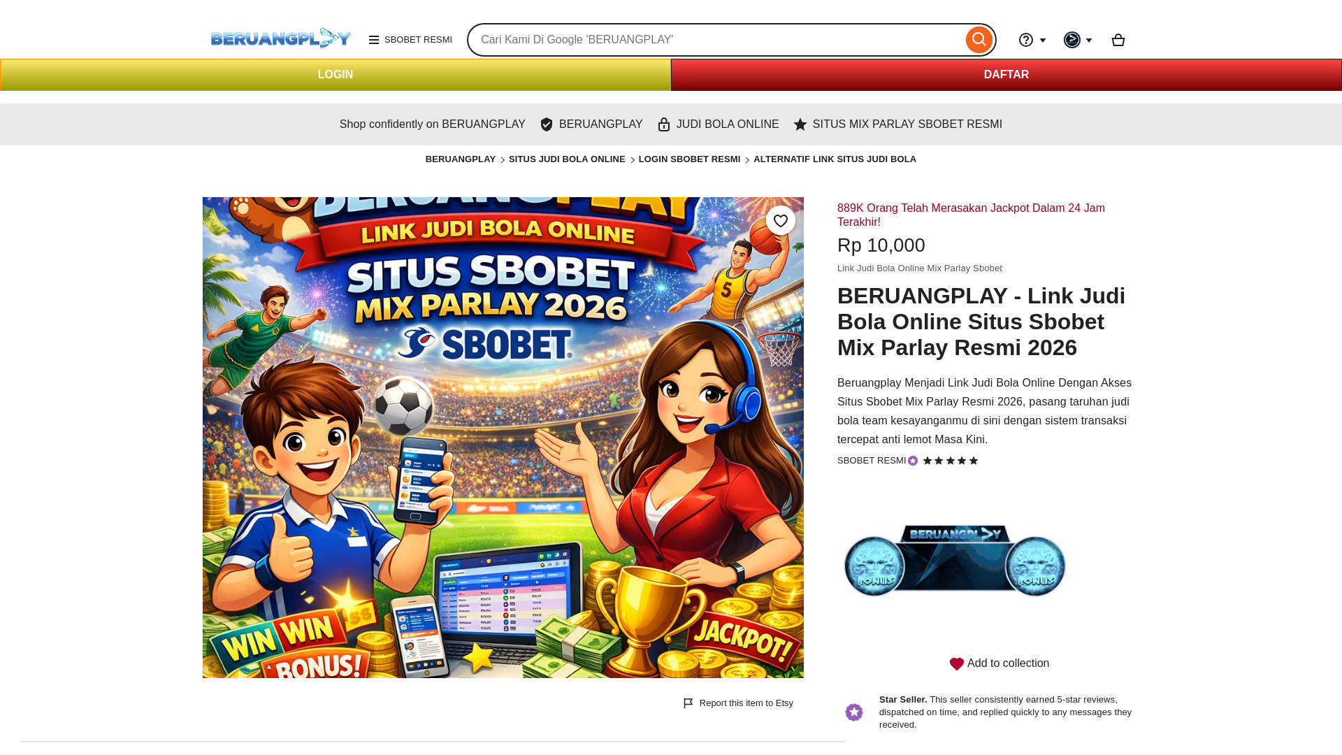 website screenshot of https://sbobetbp.live/