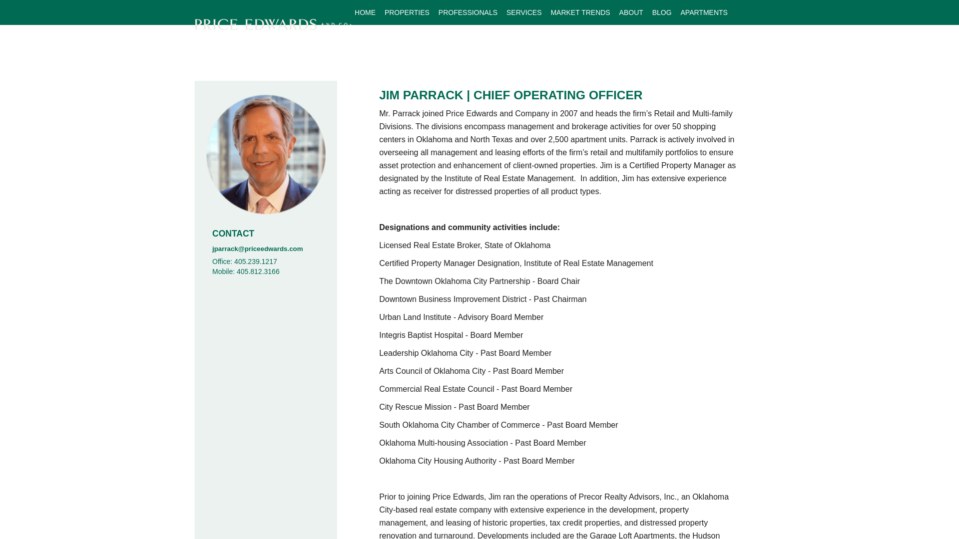 website screenshot of https://www.priceedwards.com/professionals/jim-parrack