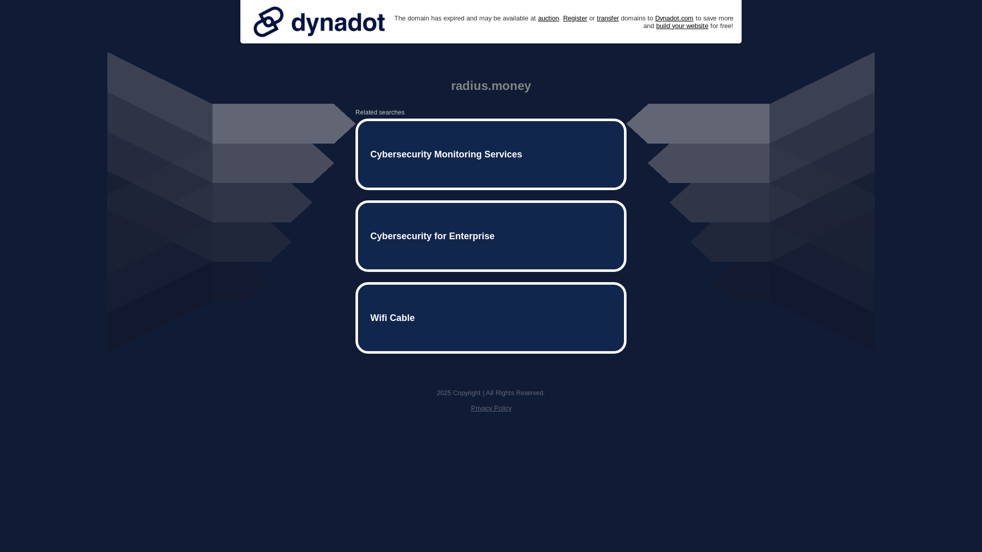 website screenshot of https://www.demo.radius.money