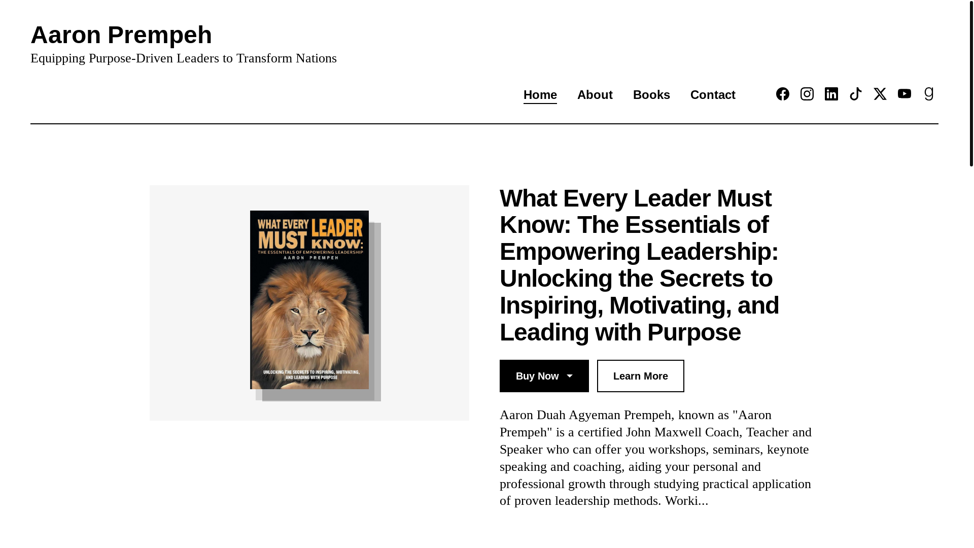website screenshot of https://aaronprempehbooks.com/