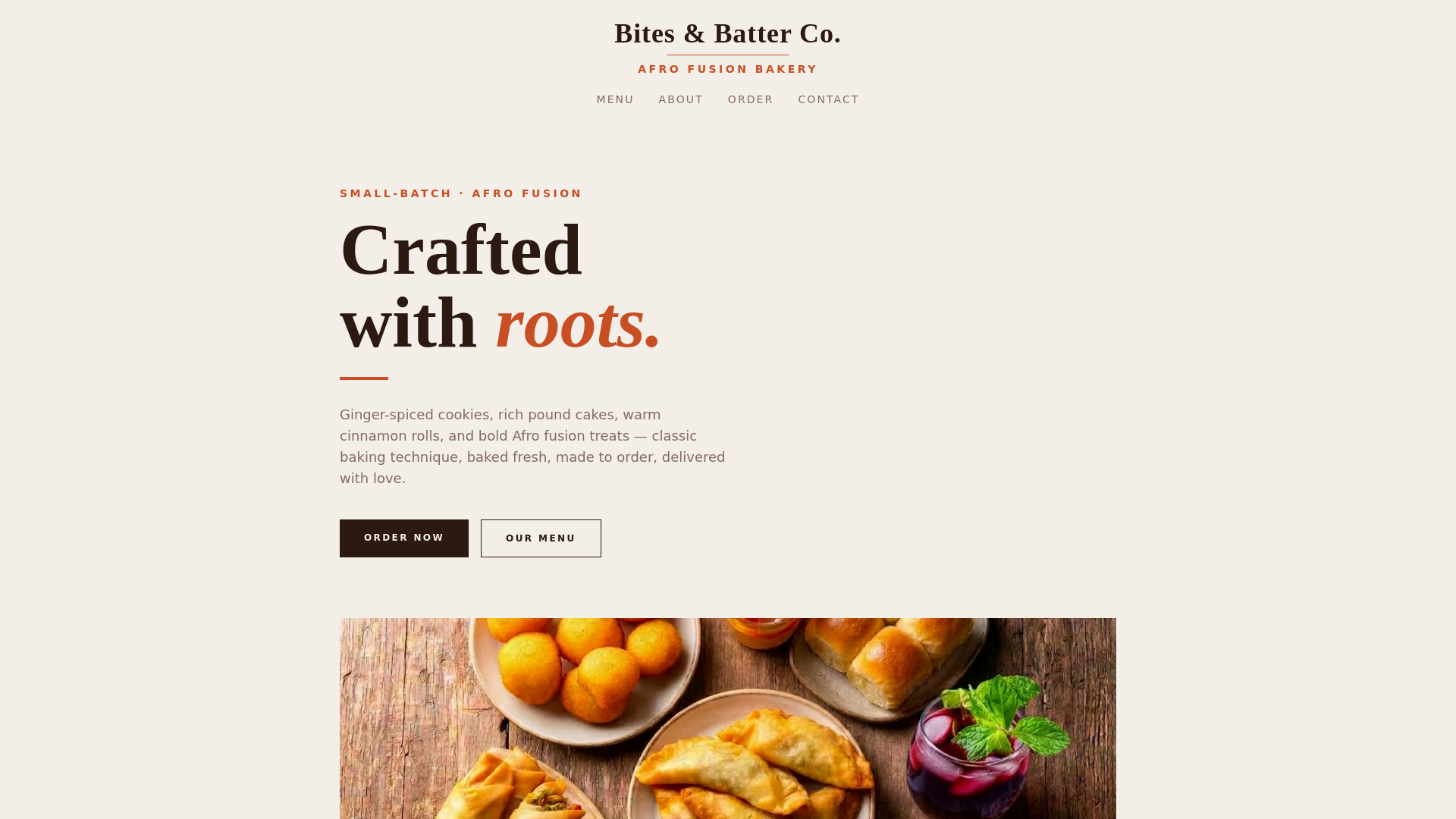 website screenshot of https://bitesandbatterco.com