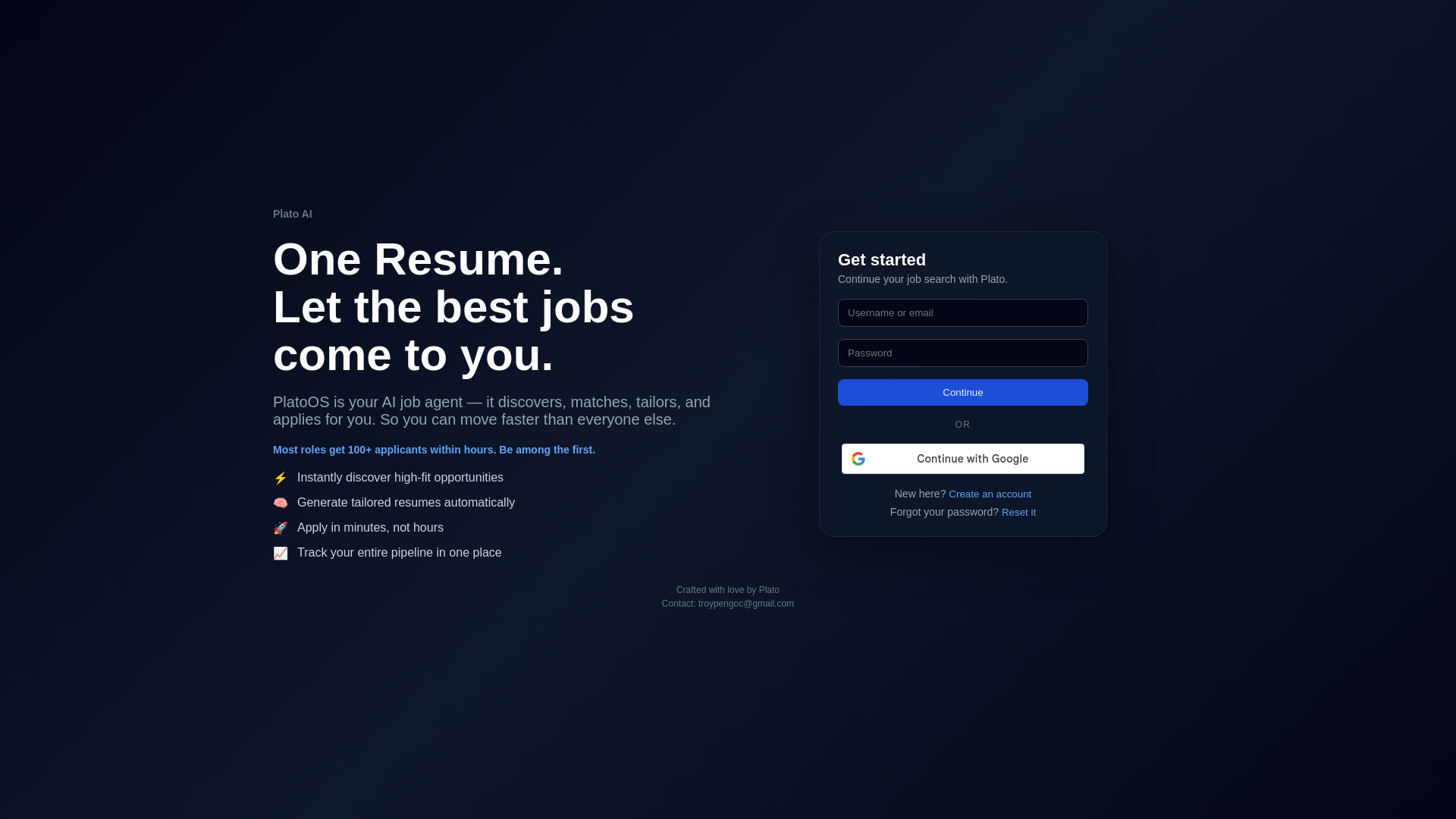 website screenshot of https://platoai.work/