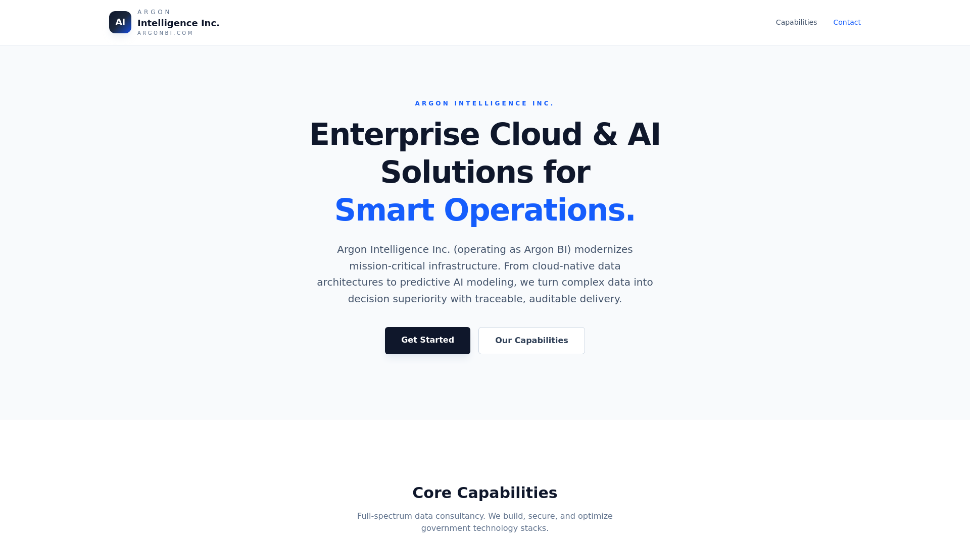 website screenshot of https://argonbi.com/
