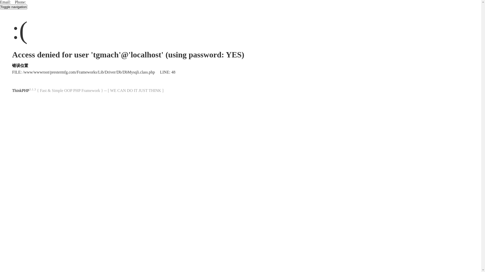 website screenshot of https://prestermfg.com/