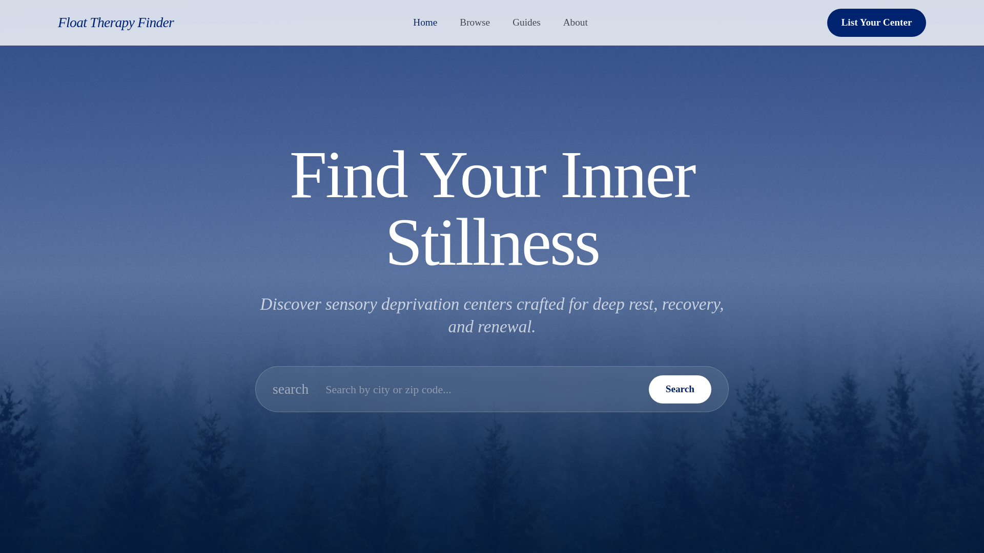 website screenshot of https://floattherapyfinder.com