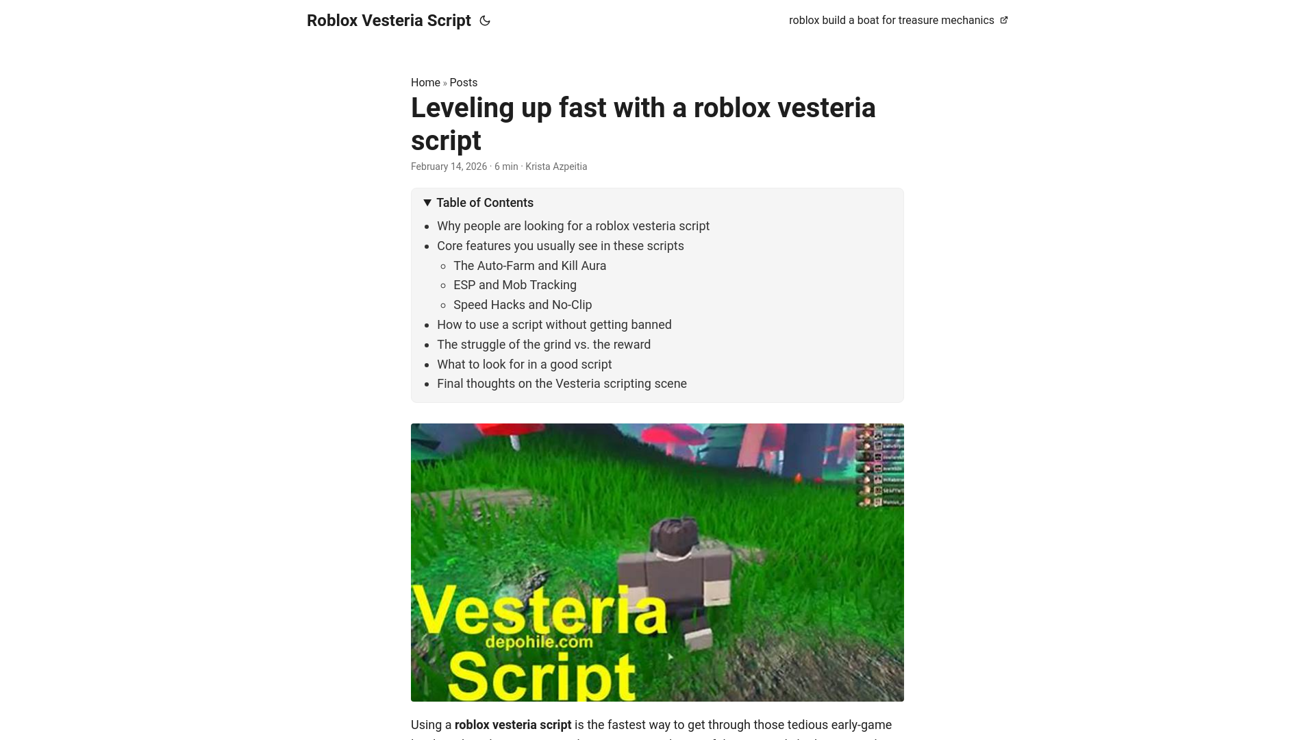 website screenshot of https://roblox-vesteria-script.pages.dev/